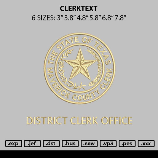 Clerktext Embroidery File 6 sizes
