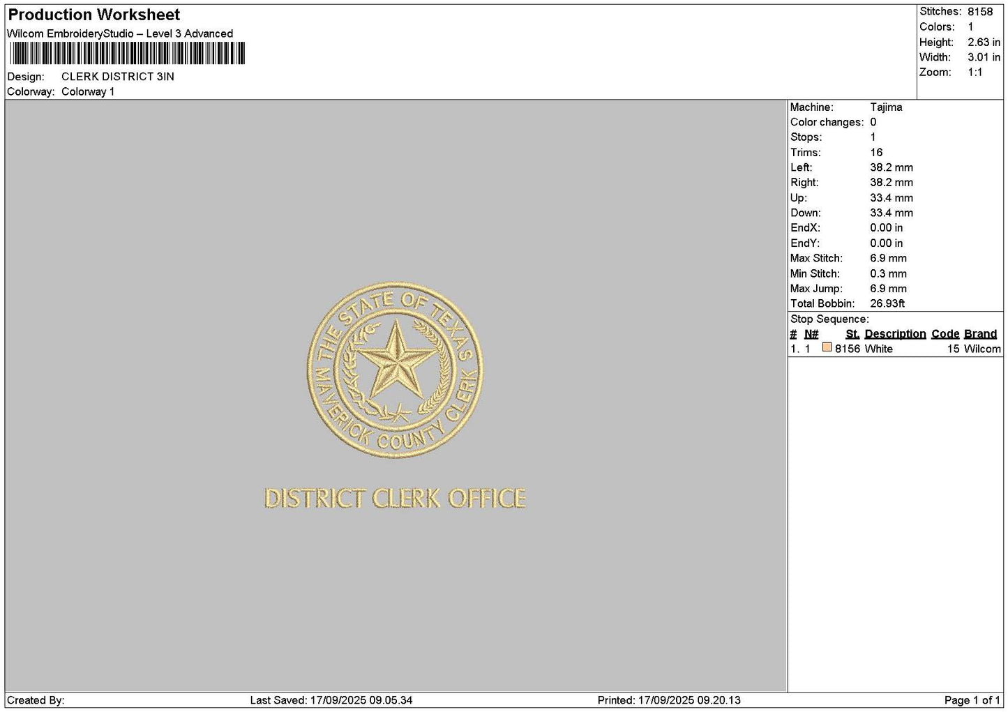 Clerktext Embroidery File 6 sizes