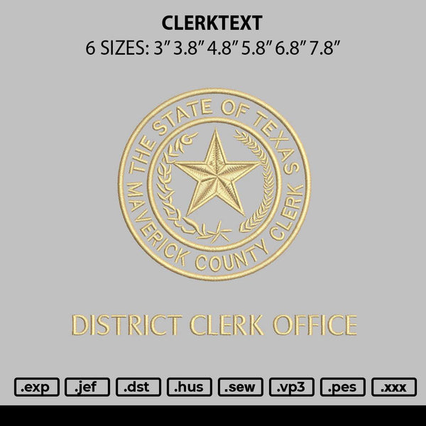Clerktext Embroidery File 6 sizes