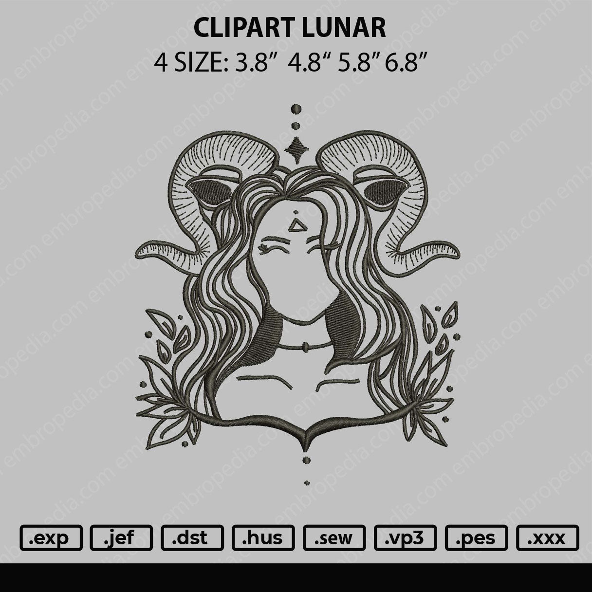 Clipart Lunar Embroidery File 4 size