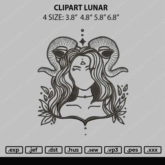 Clipart Lunar Embroidery File 4 size
