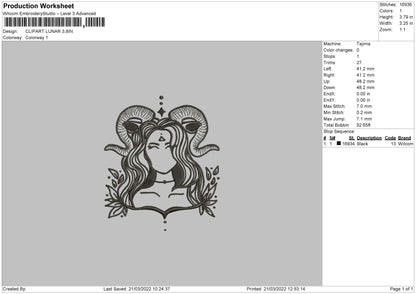 Clipart Lunar Embroidery File 4 size