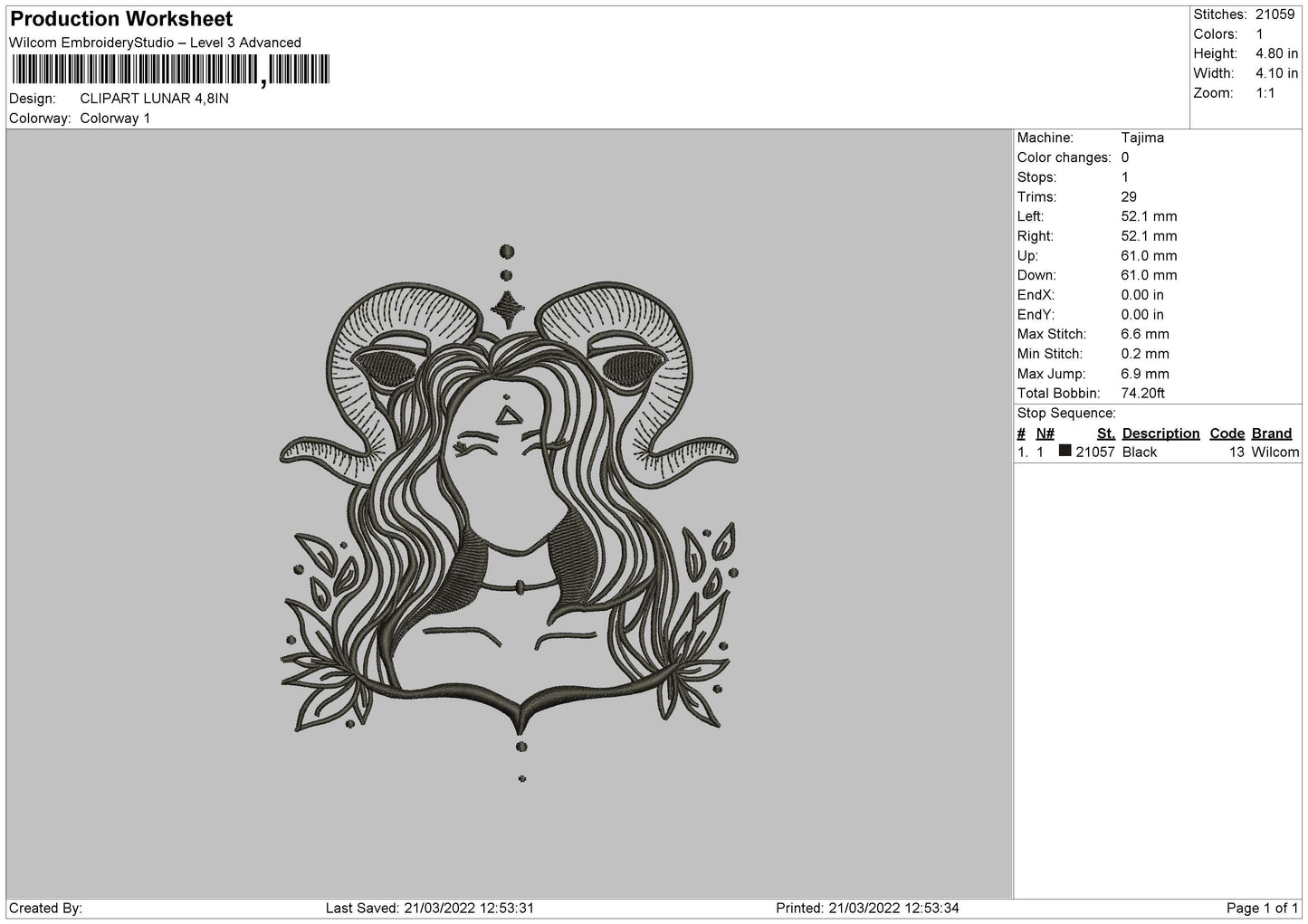 Clipart Lunar Embroidery File 4 size