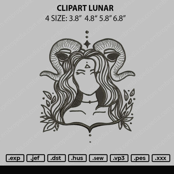 Clipart Lunar Embroidery File 4 size