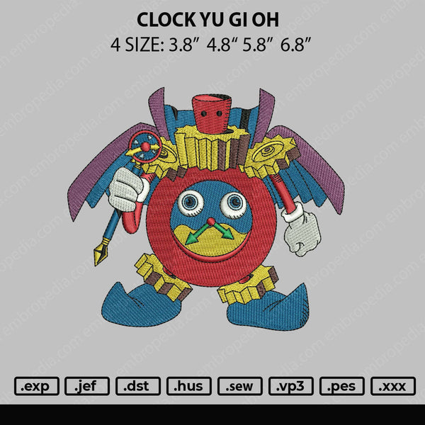 Clock Yu Gi Oh Embroidery File 4 size
