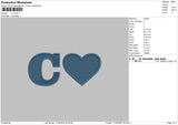 C love Embroidery File 4 size