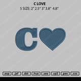 C love Embroidery File 4 size