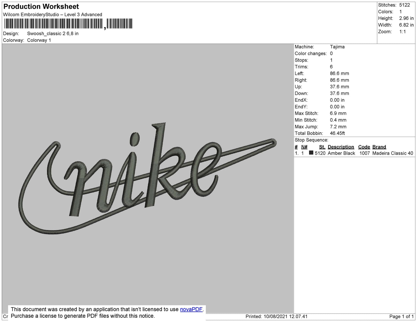 Swoosh Classic02 Embroidery File 11 size