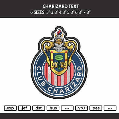 Charizard Text Embroidery Machine Design File 6 sizes
