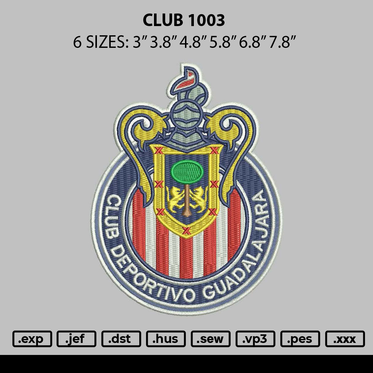 Club 1003 Embroidery File 6 sizes