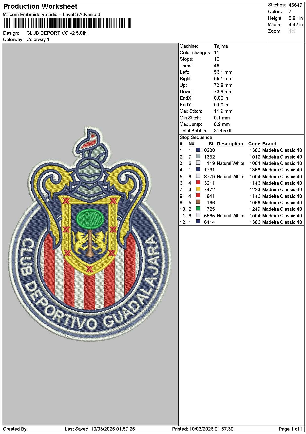 Club 1003 Embroidery File 6 sizes