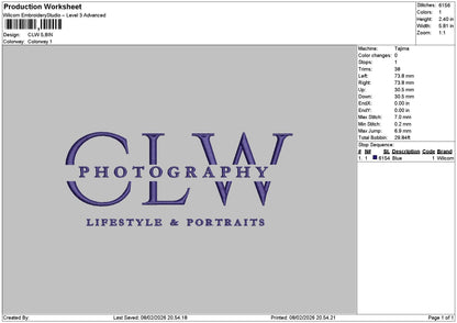 Clwtext Embroidery File 6 sizes