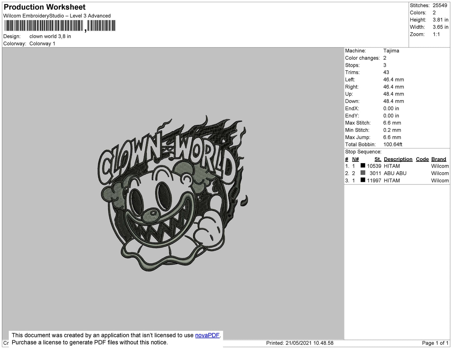 Clown World Embroidery File 4 size