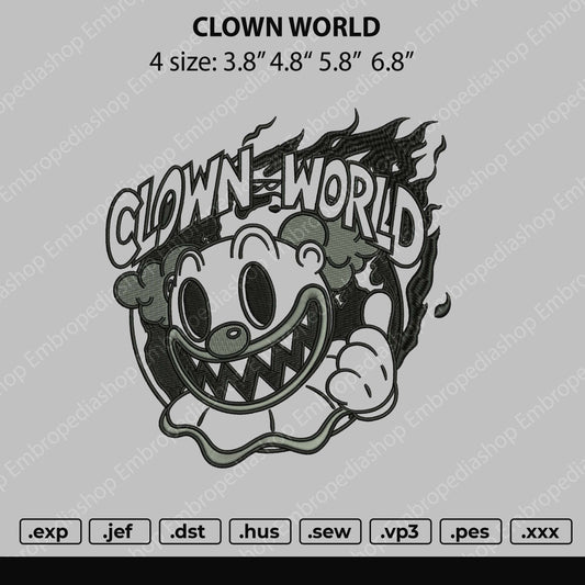 Clown World Embroidery File 4 size