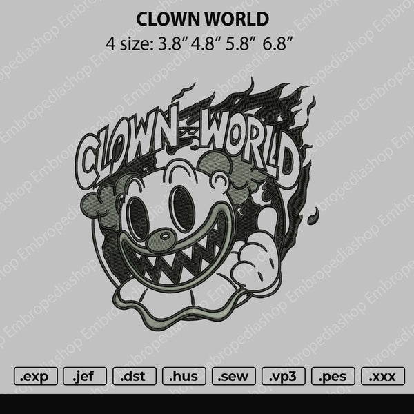 Clown World Embroidery File 4 size