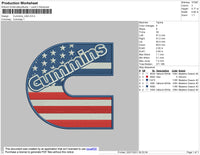 Cummins USA Embroidery File 4 size