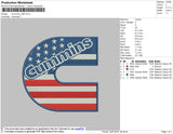 Cummins USA Embroidery File 4 size