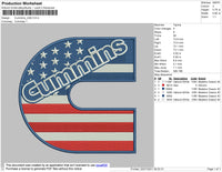 Cummins USA Embroidery File 4 size