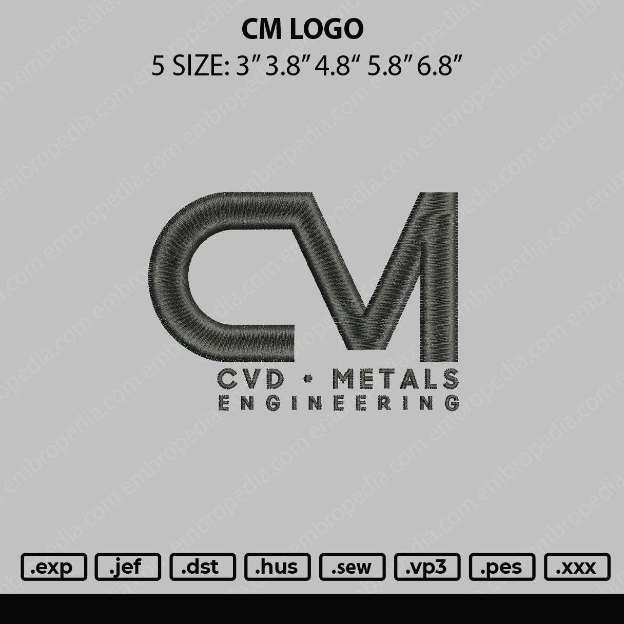 CM Logo Embroidery File 5 sizes
