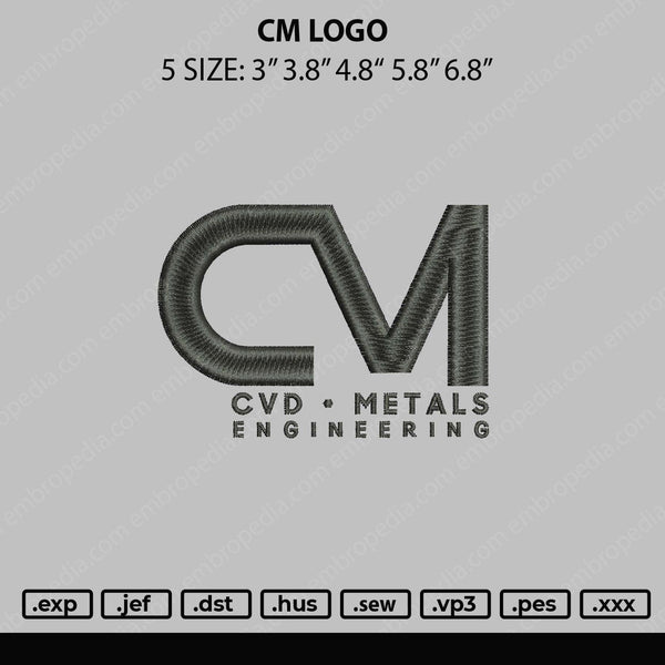 CM Logo Embroidery File 5 sizes