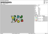 Cocktail Fruit Embroidery File 6 sizes