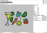 Cocktail Fruit Embroidery File 6 sizes