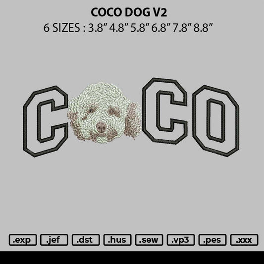 Coco Dog V2 Embroidery File 6 sizes