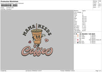 Coffee Embroidery File 5 sizes