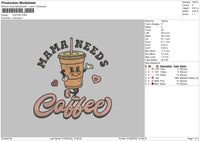 Coffee Embroidery File 5 sizes