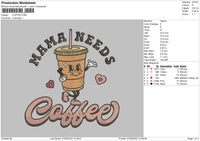 Coffee Embroidery File 5 sizes