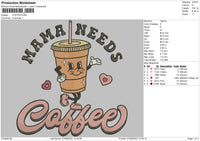Coffee Embroidery File 5 sizes