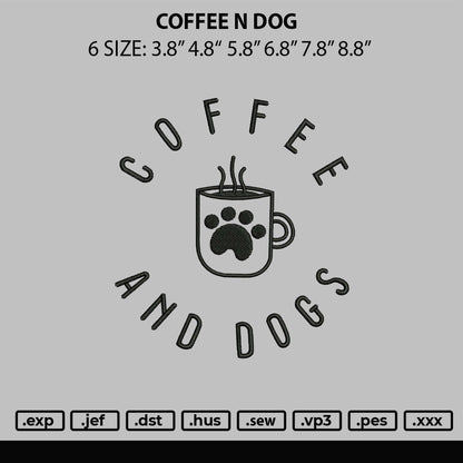 Coffee N Dog Embroidery File 6 sizes