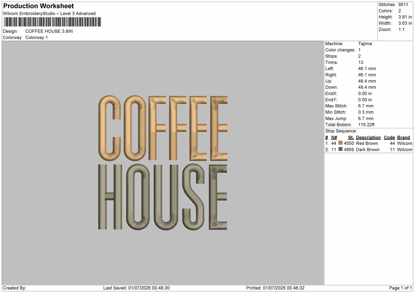 Coffeetext 0107 Embroidery Machine Design File 6 sizes