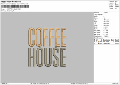 Coffeetext 0107 Embroidery Machine Design File 6 sizes