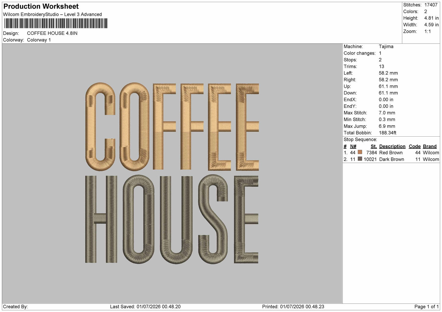Coffeetext 0107 Embroidery Machine Design File 6 sizes