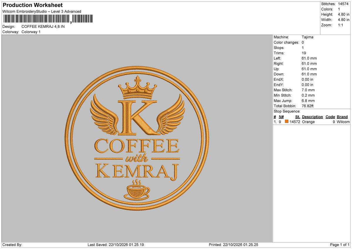 Coffeetext Circle 2210 Embroidery Machine Design File 6 sizes