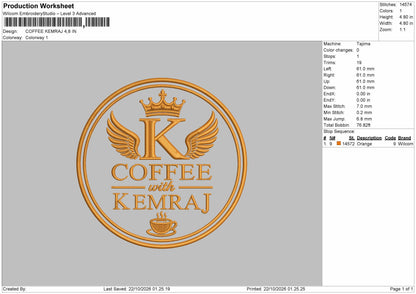 Coffeetext Circle 2210 Embroidery Machine Design File 6 sizes