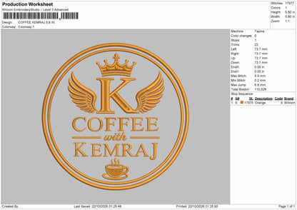 Coffeetext Circle 2210 Embroidery Machine Design File 6 sizes