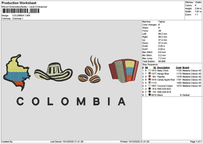 Colombiatext 1510 Embroidery File 6 sizes