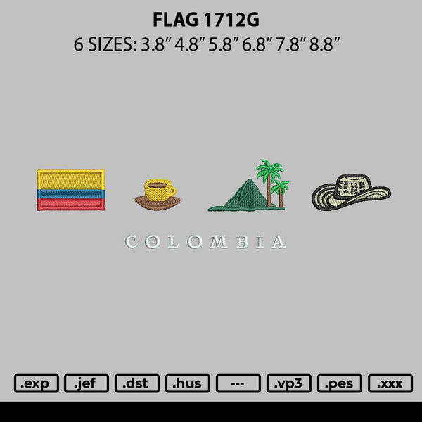 Flag 1712g Embroidery File 6 sizes