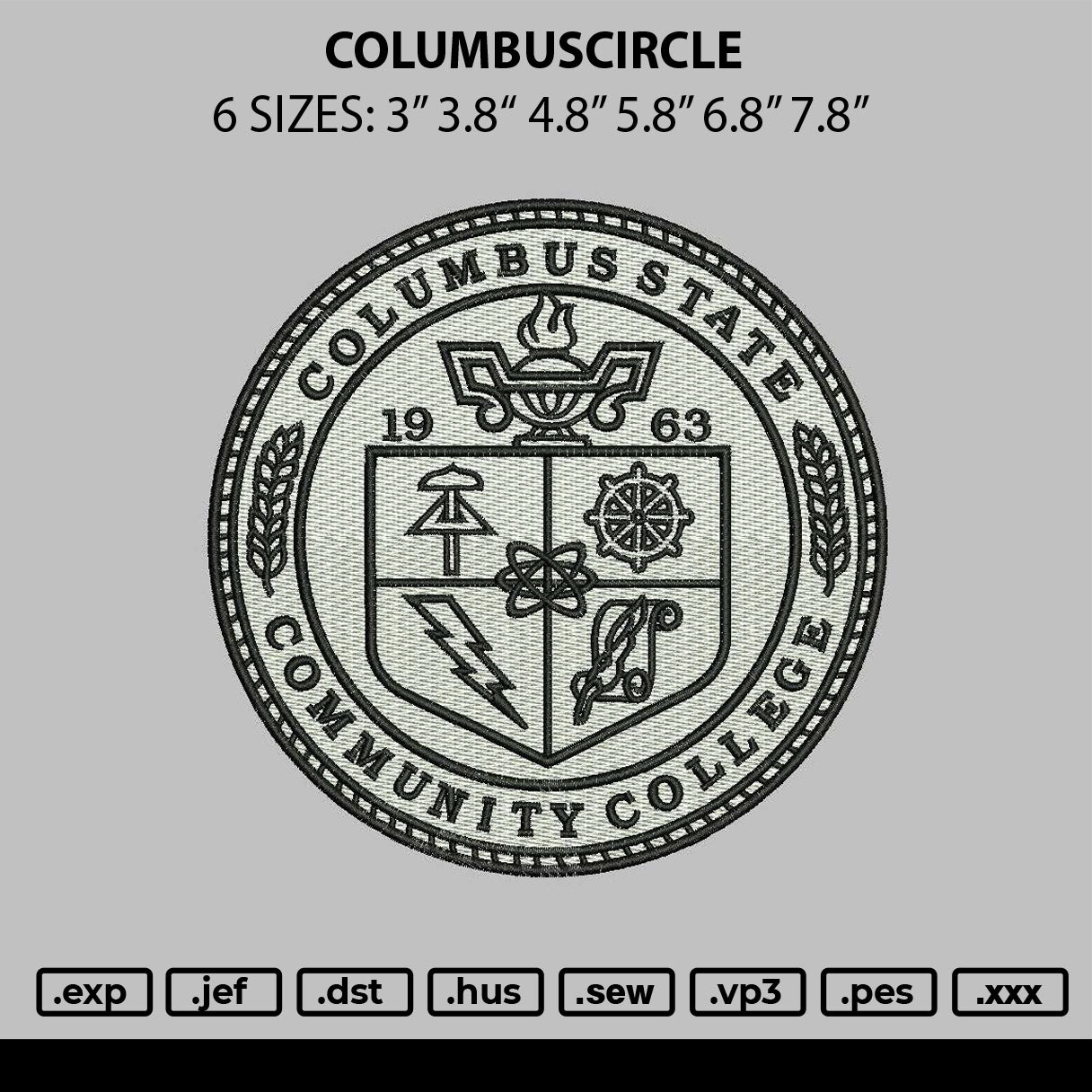 Columbuscircle Embroidery File 6 sizes