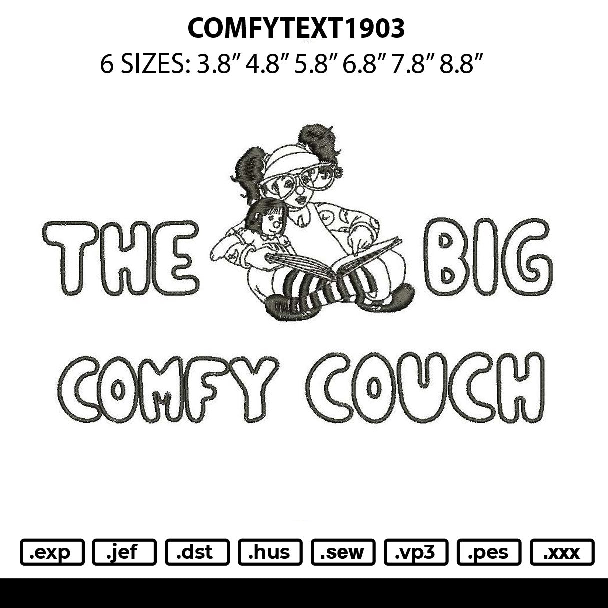 Comfytext 1903 Embroidery File 6 sizes