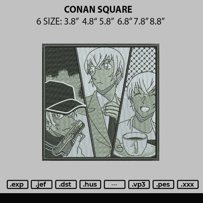 Conan Square Embroidery File 6 sizes