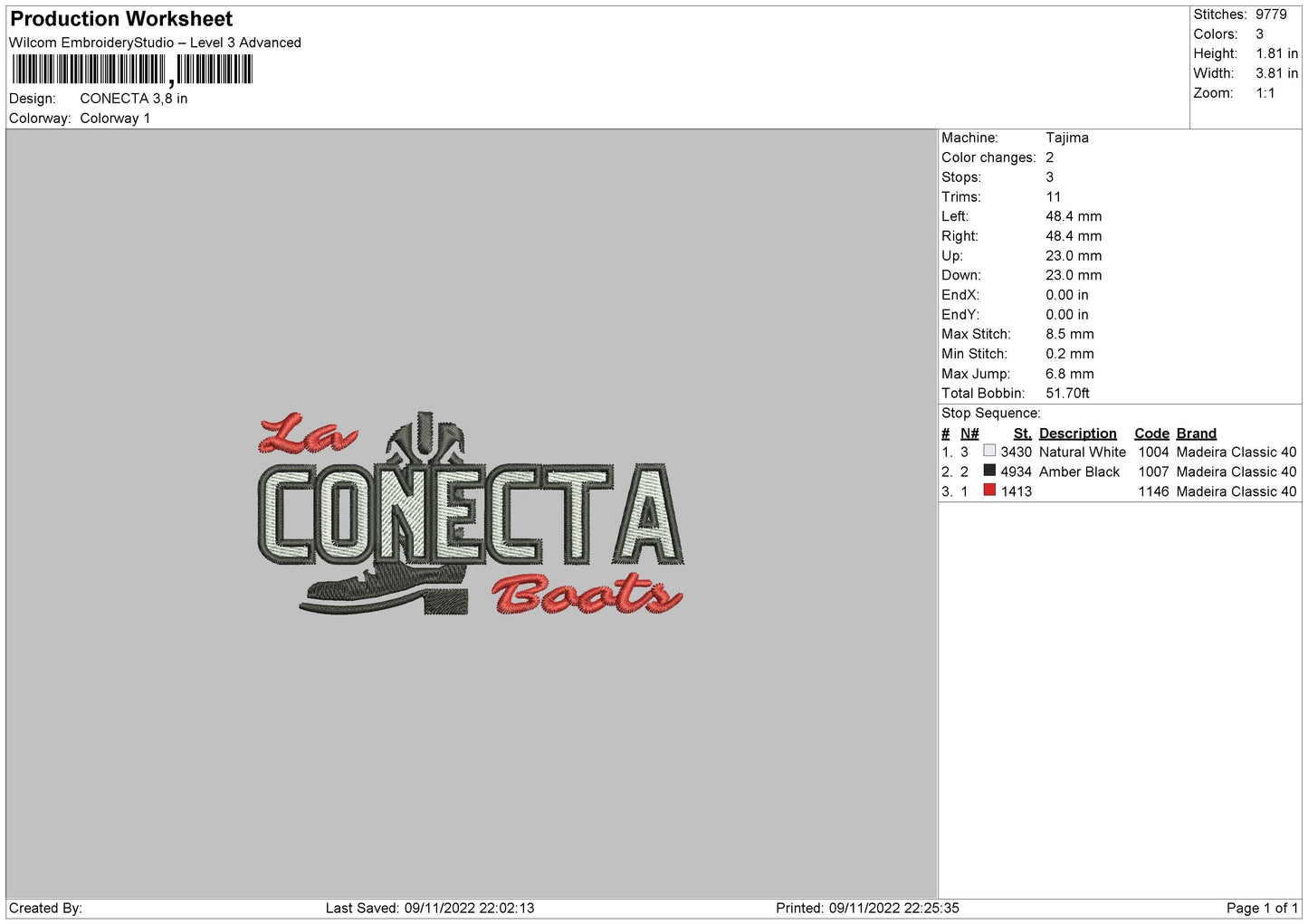 Conecta Embroidery File 6 sizes