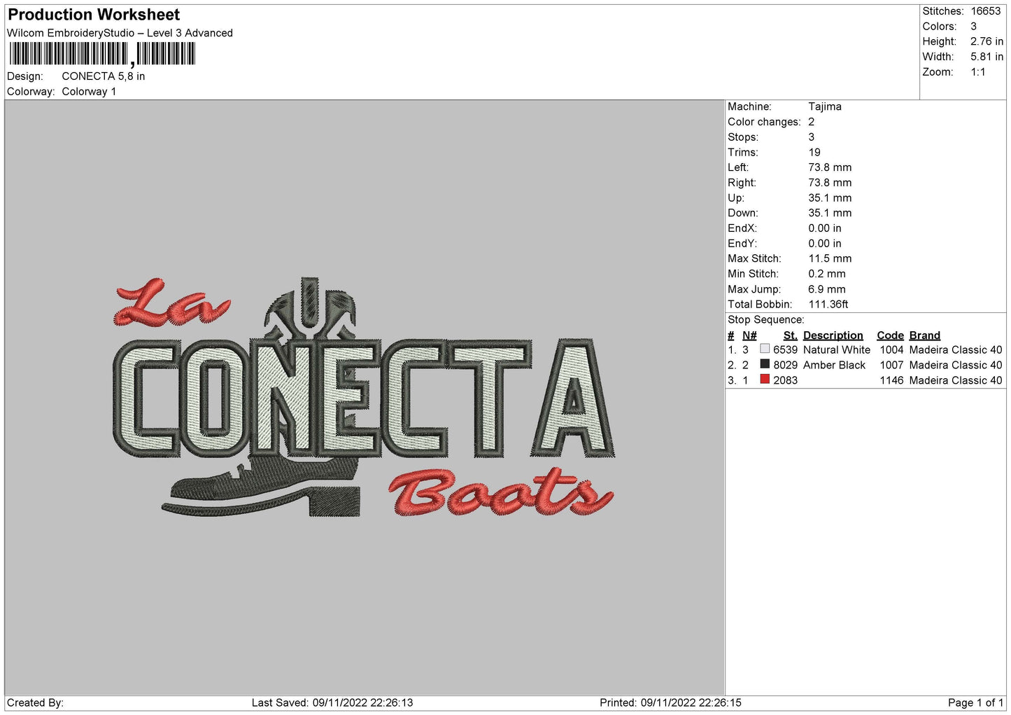 Conecta Embroidery File 6 sizes