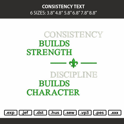 Consistency Text Embroidery Machine Design File 6 sizes
