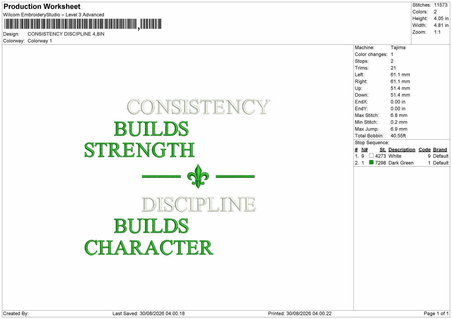 Consistency Text Embroidery Machine Design File 6 sizes