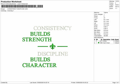 Consistency Text Embroidery Machine Design File 6 sizes