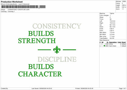 Consistency Text Embroidery Machine Design File 6 sizes