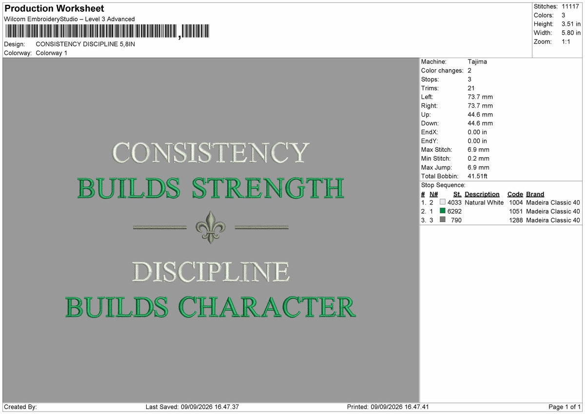Consistency Text 0909 Embroidery Machine Design File 6 sizes